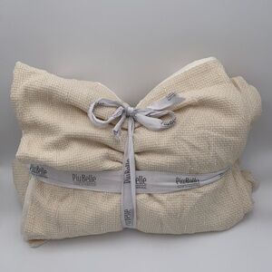 PiuBelle Cream Waffle Duvet With 2 Pillow Shams King